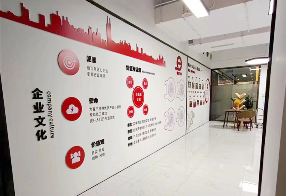 玻璃墙怎么制作安装文化墙——潮流电子文化墙制作分享